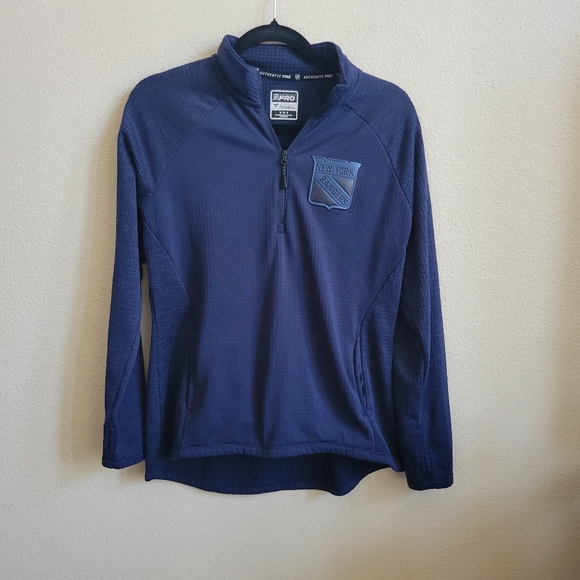 Fanatics NY Rangers L/S Blue 1/4 Zip NHL Authentic Pro Size Women’s Medium - Picture 1 of 8